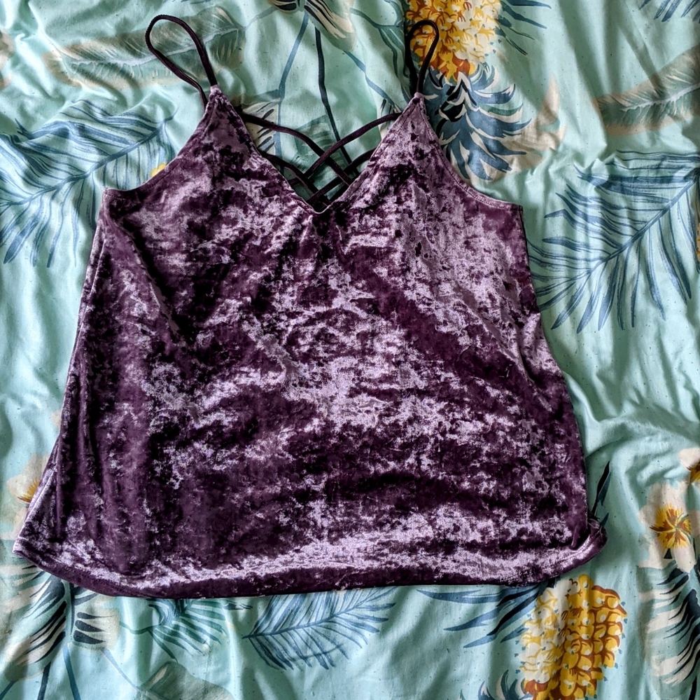 Purple Velour Strappy AE Tank